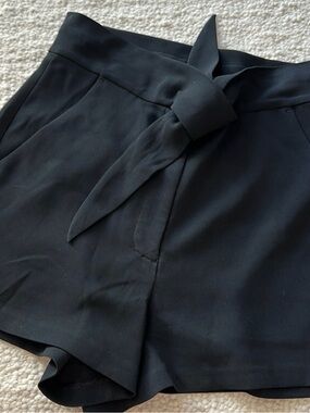 A.L.C. Black High-Waist Tie Front Shorts